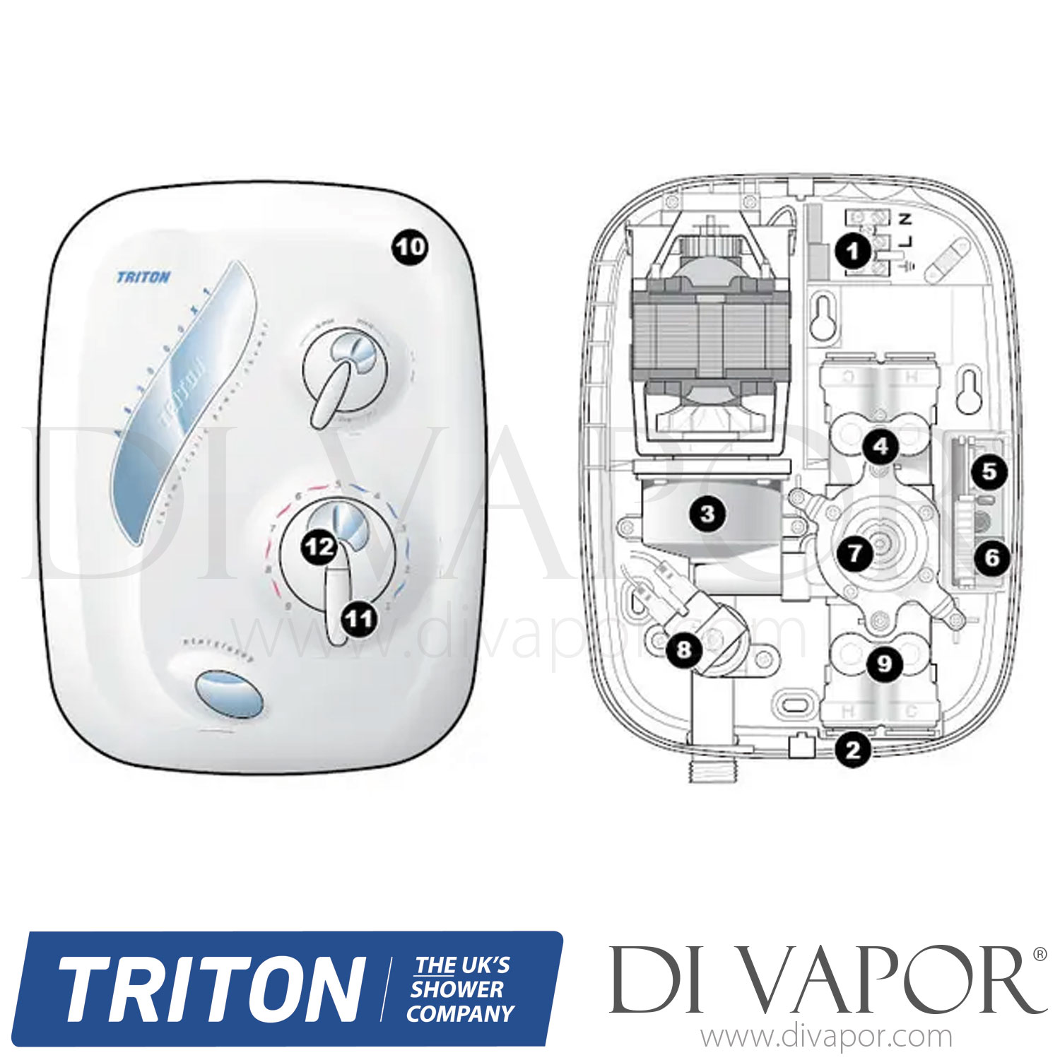 Triton AS2000XT Thermostatic Power Shower Spare Parts TR DV 262